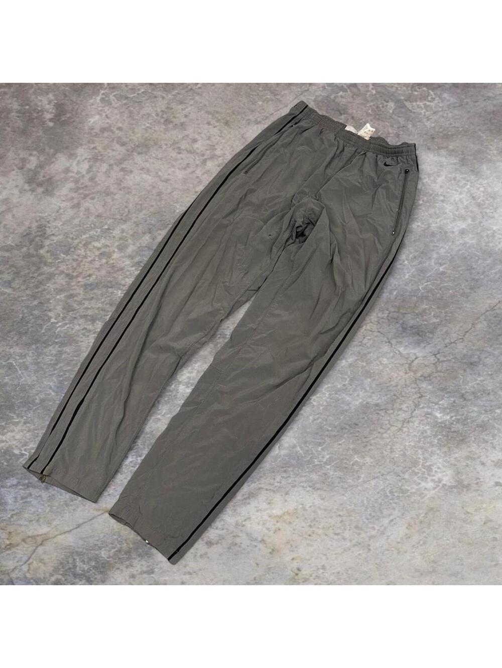 Grey Nike Dri-Fit track pants with zipper pockets